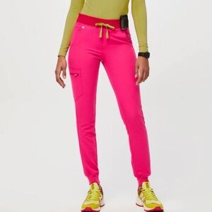 Figs Zamora Hot Pink Neon Yellow Drawstring Scrub Jogger Pants Size XXL